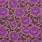 Preview: Samt Chenille mit gemalten Rosen in Lila auf Beige
